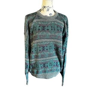 Vintage Jantzen Sweater Made in USA | 90s Abstract Knit Pullover‎ | Size L